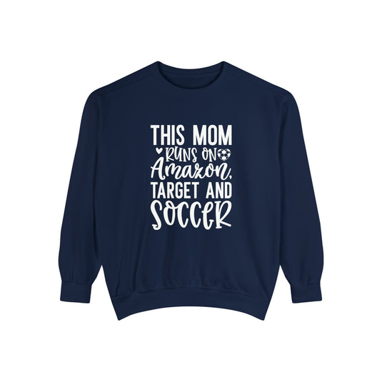 This Mom Runs on Amazon Soccer Adult Unisex Premium Crewneck Sweatshirt