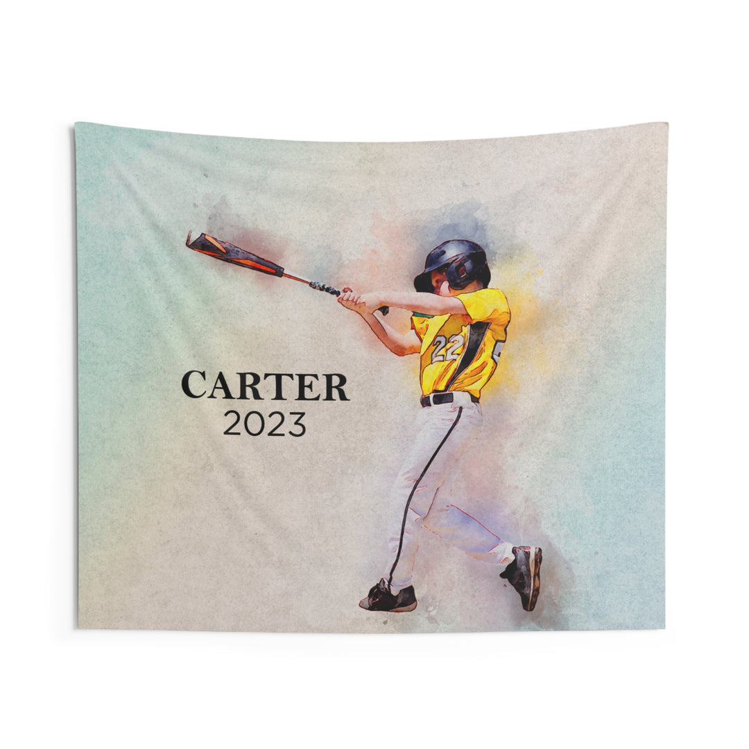 Indoor Wall Tapestry w/Watercolor Effect