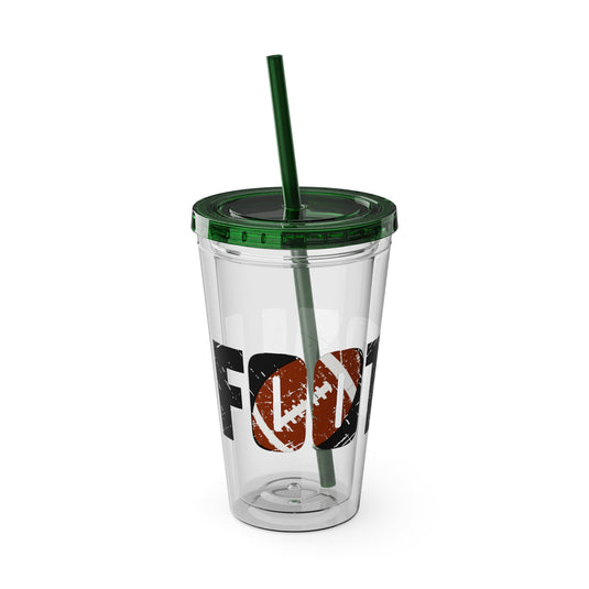 Football 16 oz Sunsplash Tumbler with Straw