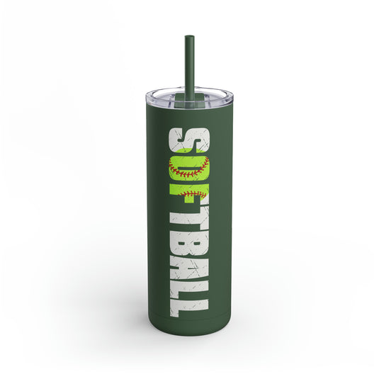 Softball w/White Text 20oz Skinny Matte Tumbler