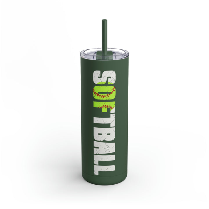 Softball w/White Text 20oz Skinny Matte Tumbler