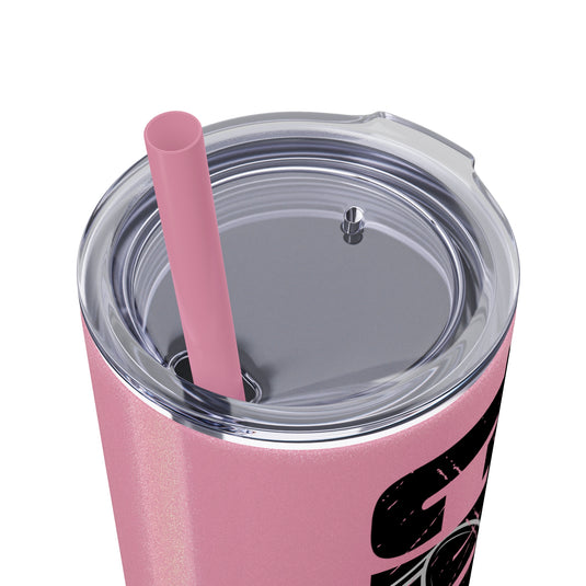 Hockey 20oz Skinny Tumbler with Straw w/Custom Name