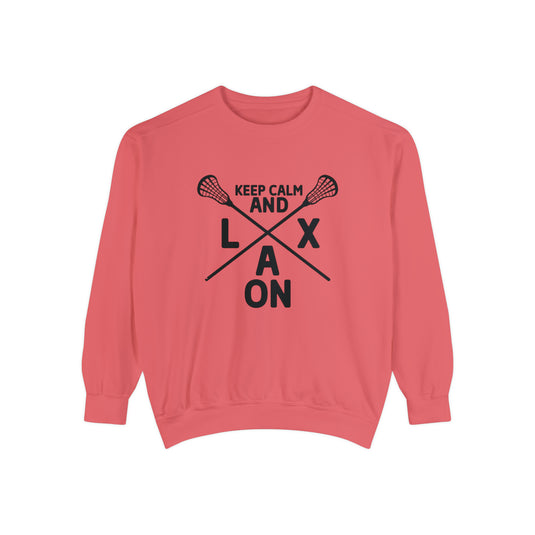 Keep Calm and LAX On Lacrosse Adult Unisex Premium Crewneck Sweatshirt