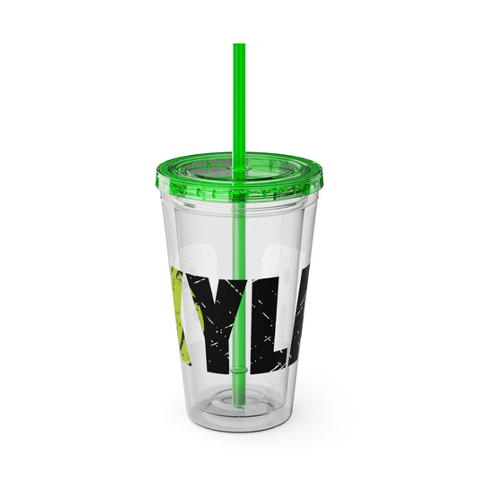 Tennis 16 oz Sunsplash Tumbler with Straw w/Custom Name