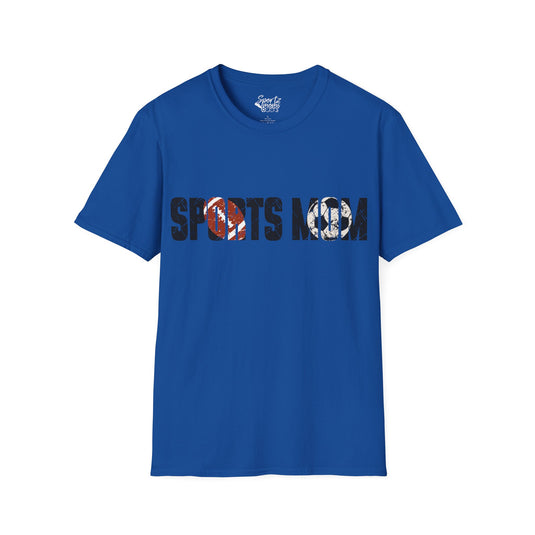 Sports Mom w/Football & Soccer Ball Adult Unisex Basic T-Shirt