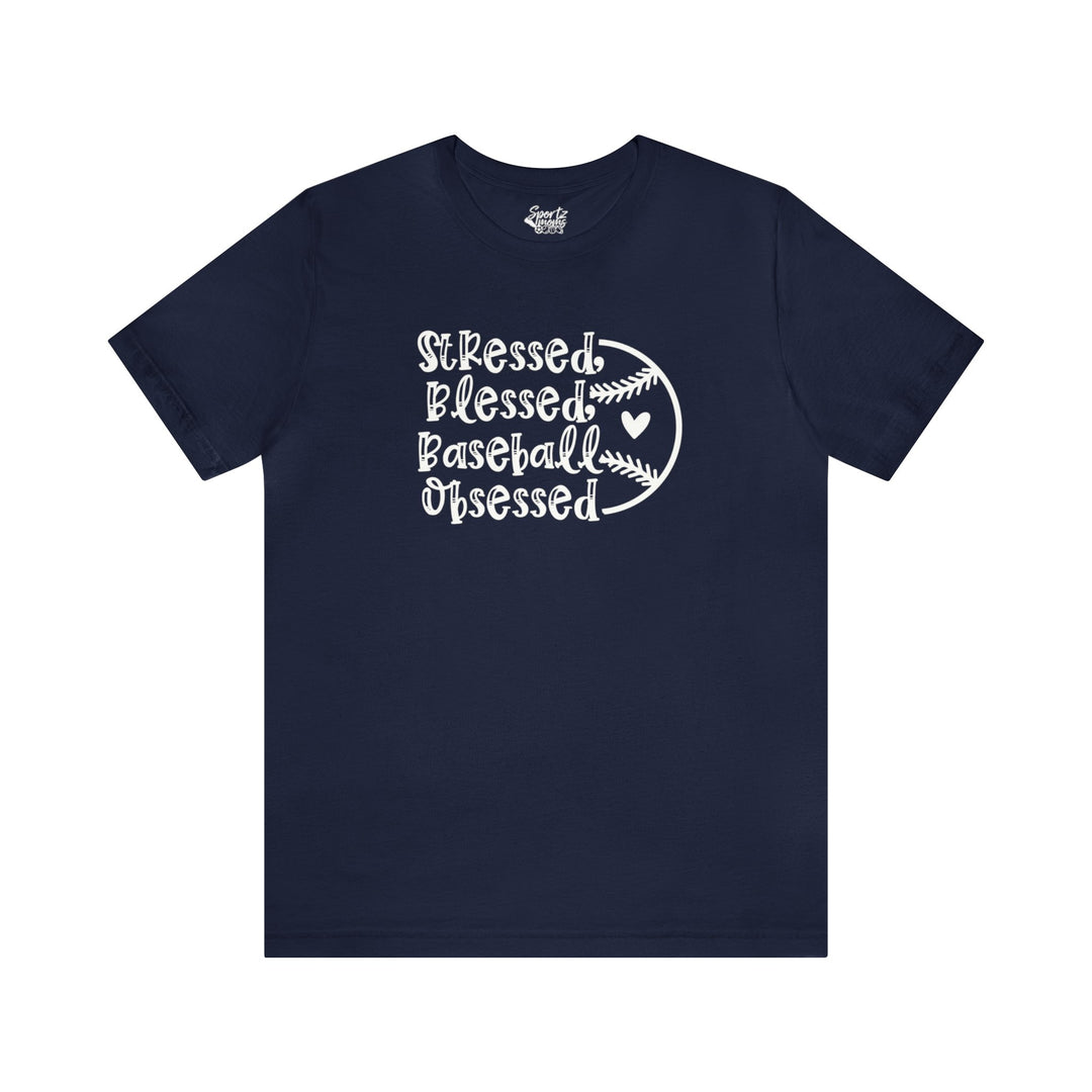 Stressed Blessed Baseball Obsessed Adult Unisex Mid-Level T-Shirt