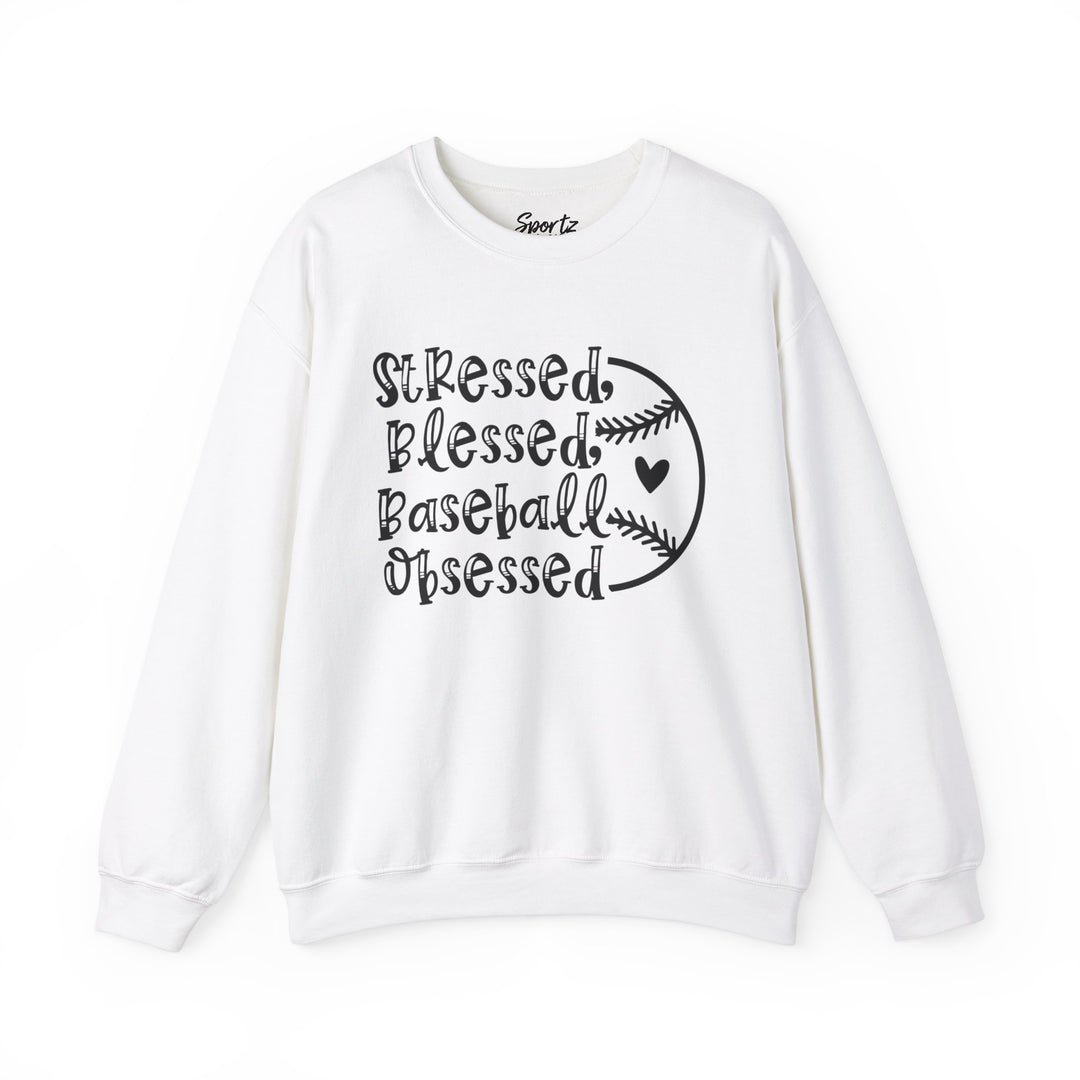 Stressed Blessed Baseball Obsessed Adult Unisex Crewneck Sweatshirt