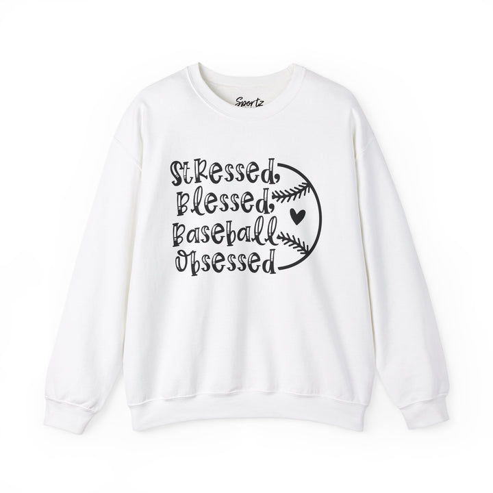 Stressed Blessed Baseball Obsessed Adult Unisex Crewneck Sweatshirt