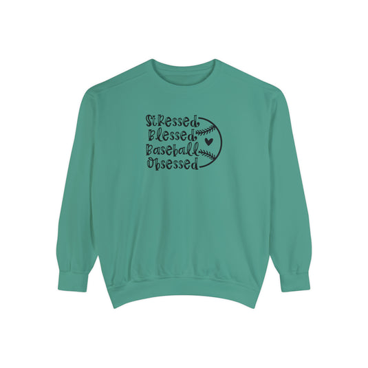 Stressed Blessed Baseball Obsessed Adult Unisex Premium Crewneck Sweatshirt