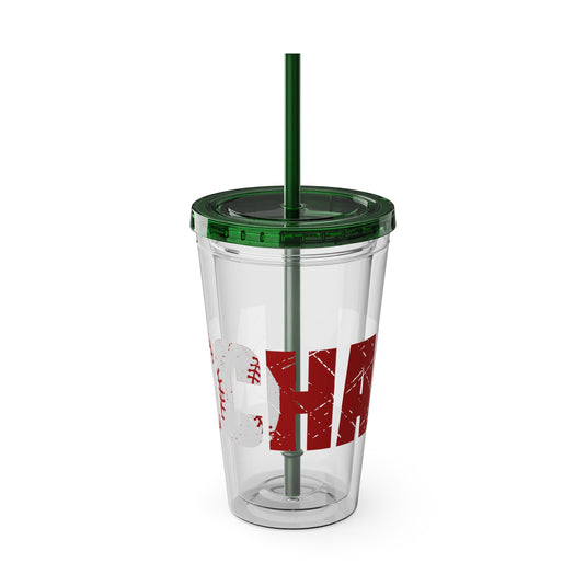 Baseball 16 oz Sunsplash Tumbler with Straw w/Custom Name