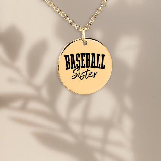 Baseball Sister Tall Design Coin Necklace