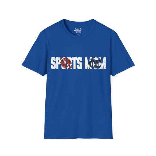 Sports Mom w/Football & Soccer Ball Adult Unisex Basic T-Shirt