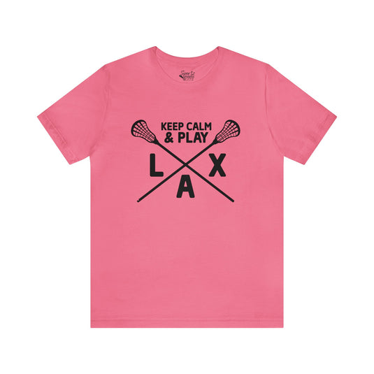 Keep Calm Lacrosse Adult Unisex Mid-Level T-Shirt