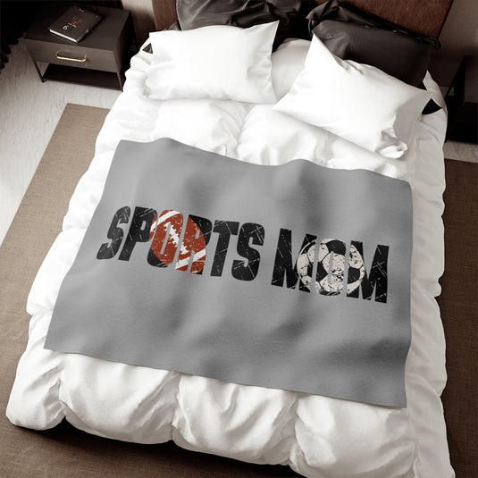 Sports Mom w/Football & Soccer Ball Sweatshirt Blanket