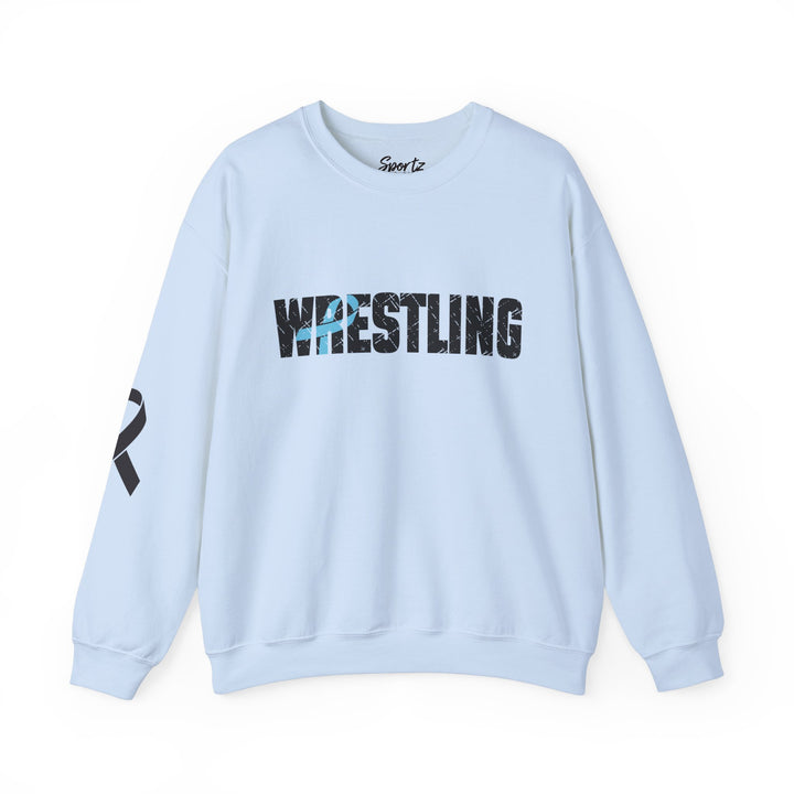 Cancer Ribbon Pick Your Sport Adult Unisex Crewneck Sweatshirt w/Ribbon on Sleeve