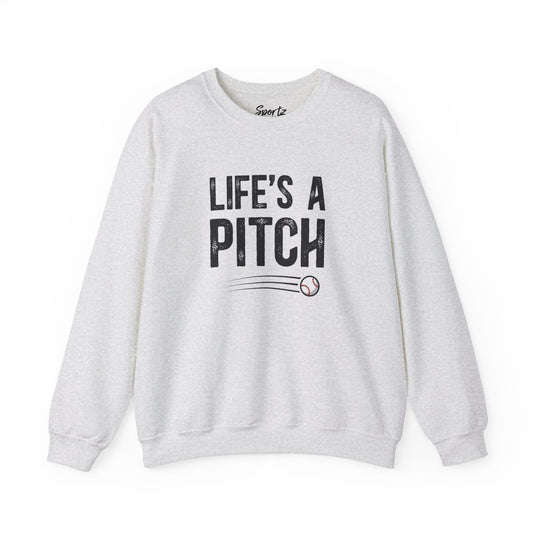 Life's a Pitch Baseball Adult Unisex Basic Crewneck Sweatshirt
