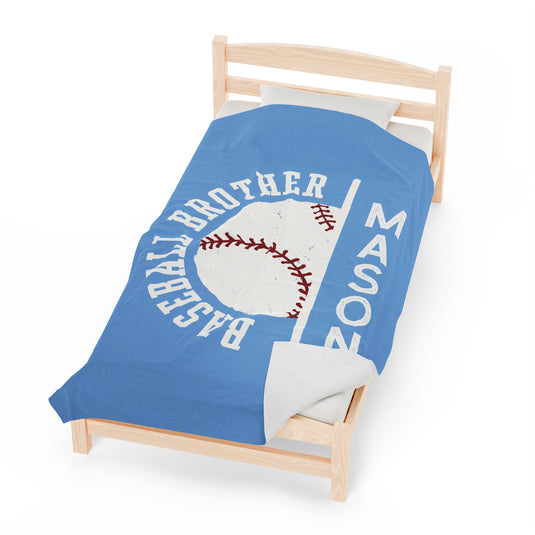 Baseball Plush Blanket - Baseball Brother w/Custom Name