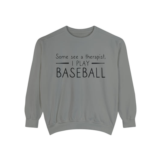 Some See a Therapist I Play Baseball Adult Unisex Premium Crewneck Sweatshirt