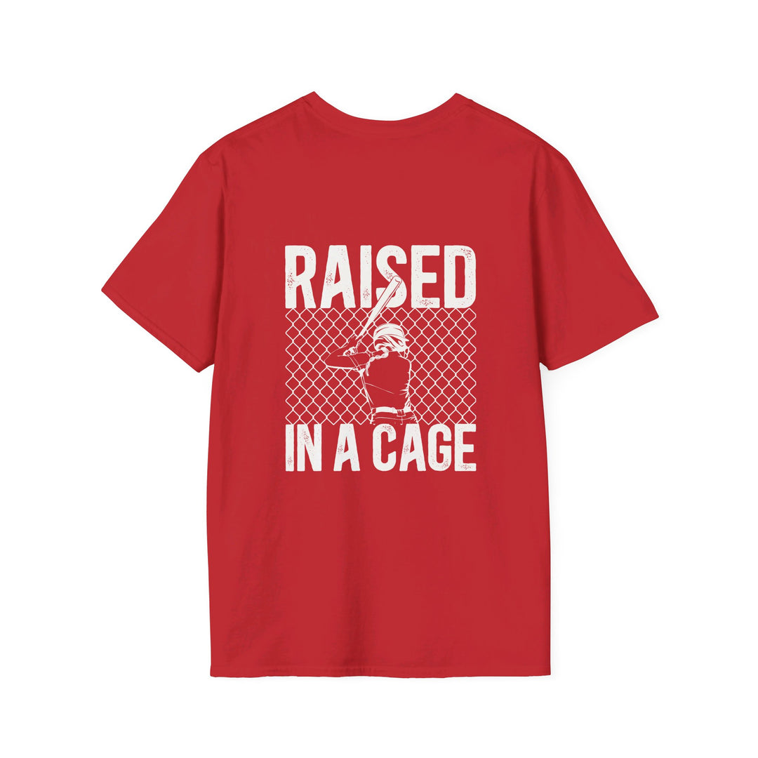 Raised in a Cage Softball Unisex Adult T-Shirt