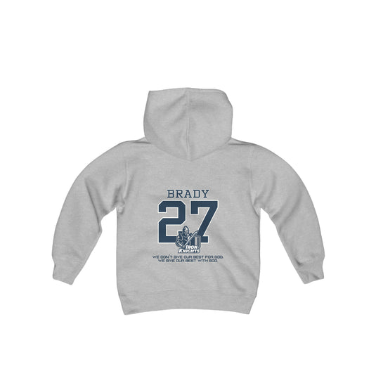 Iron Knights Youth Hooded Sweatshirt W/Name, Number & Bible Verse- Block Design