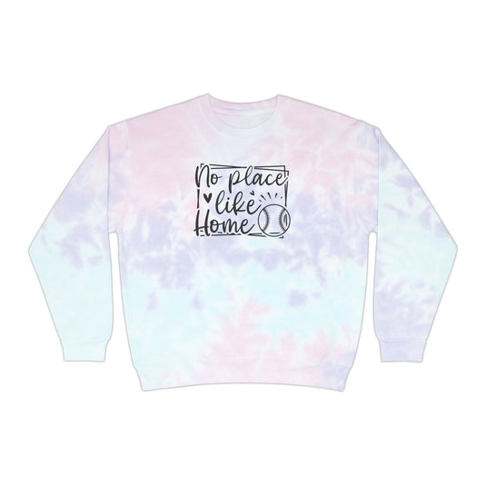 No Place Like Home Baseball Adult Unisex Tie-Dye Crewneck Sweatshirt