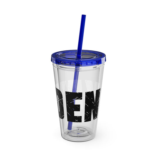 Soccer 16 oz Sunsplash Tumbler with Straw w/Custom Name