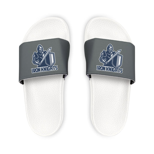 Iron Knights Men's Slide Sandals - Knight Design w/Dark Grey Background