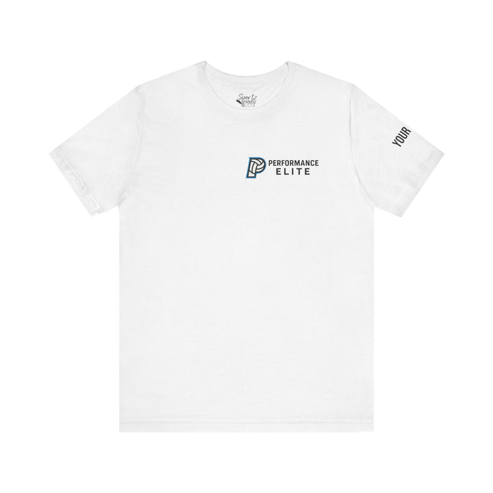 Performance Elite Unisex Adult Mid-Level T-Shirt w/Front & Back Logo & Custom Name on Sleeve