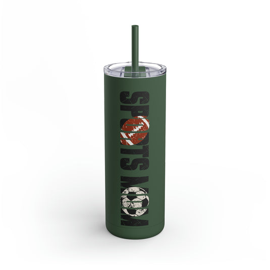 Sports Mom w/Football & Soccer Ball 20oz Skinny Matte Tumbler