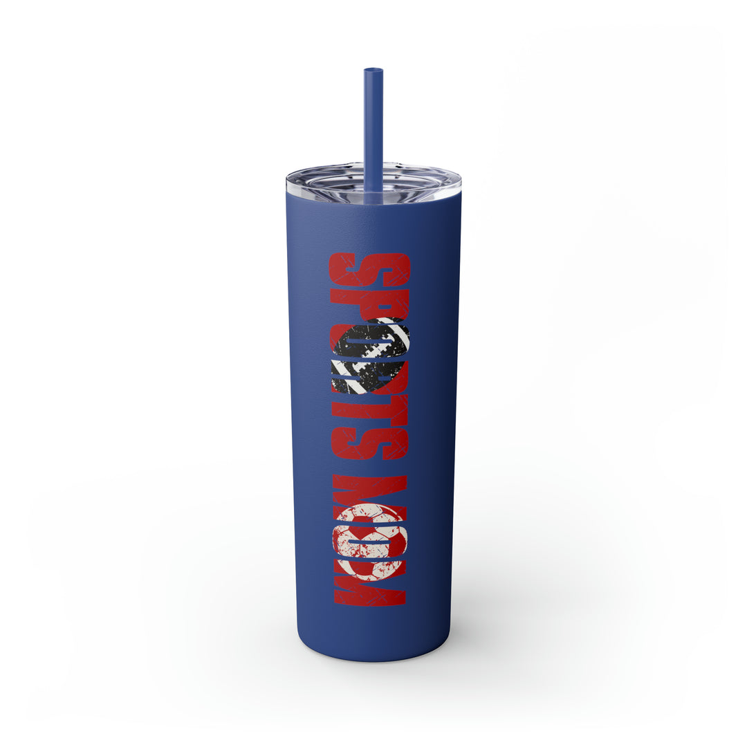 Sports Mom w/Football & Soccer Ball 20oz Skinny Tumbler