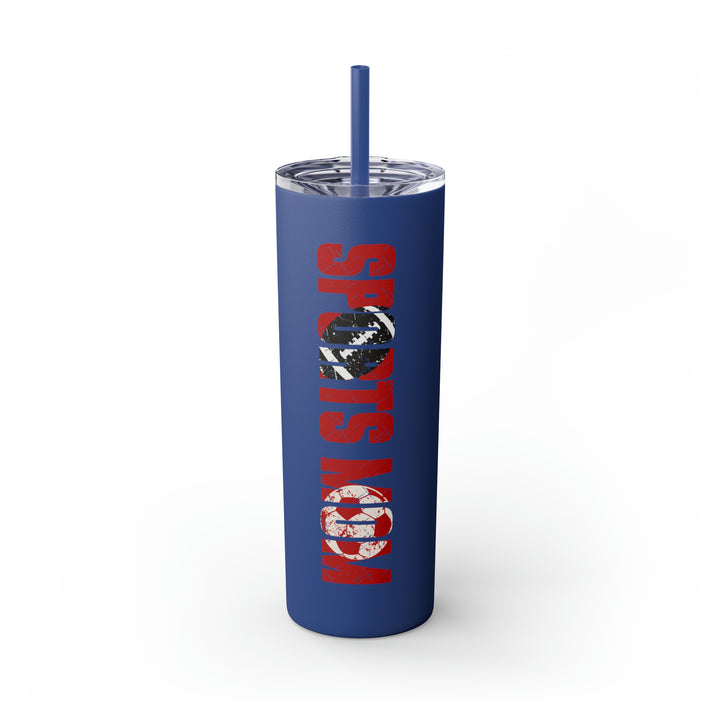 Sports Mom w/Football & Soccer Ball 20oz Skinny Tumbler