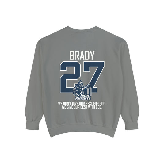 Iron Knights Premium Adult Unisex Crewneck Sweatshirt w/Name, Number & Bible Verse - All White or Blue Design