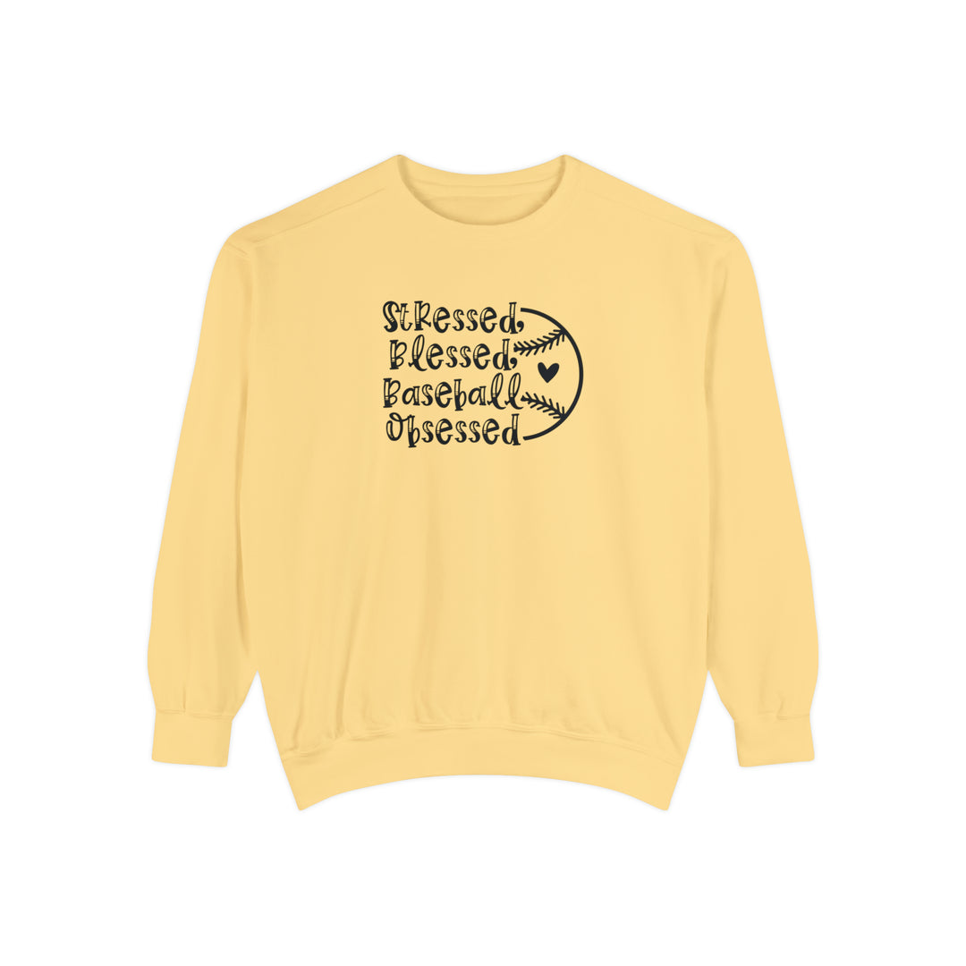 Stressed Blessed Baseball Obsessed Adult Unisex Premium Crewneck Sweatshirt
