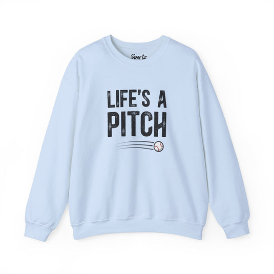 Life's a Pitch Baseball Adult Unisex Basic Crewneck Sweatshirt