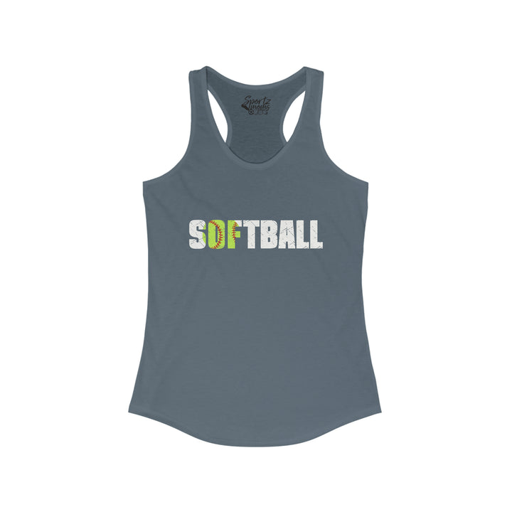 Softball w/White Text Adult Women's Racerback Tank