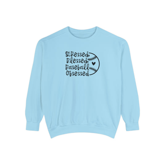 Stressed Blessed Baseball Obsessed Adult Unisex Premium Crewneck Sweatshirt