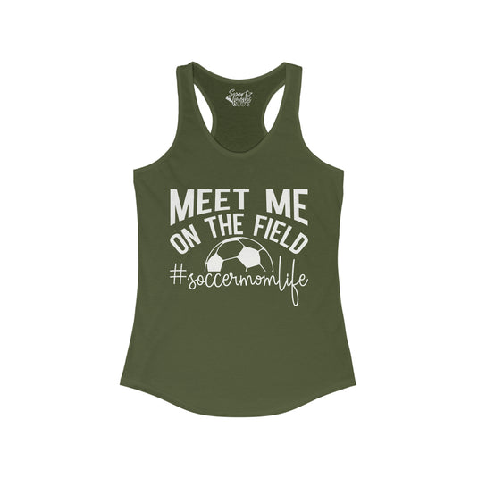 Meet Me on the Field Soccer Adult Women's Racerback Tank