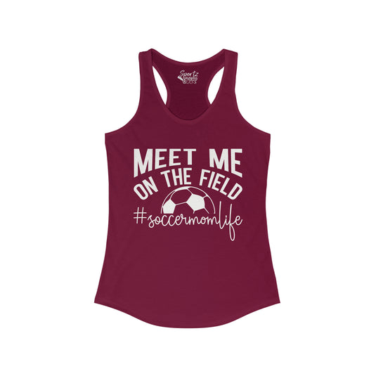 Meet Me on the Field Soccer Adult Women's Racerback Tank