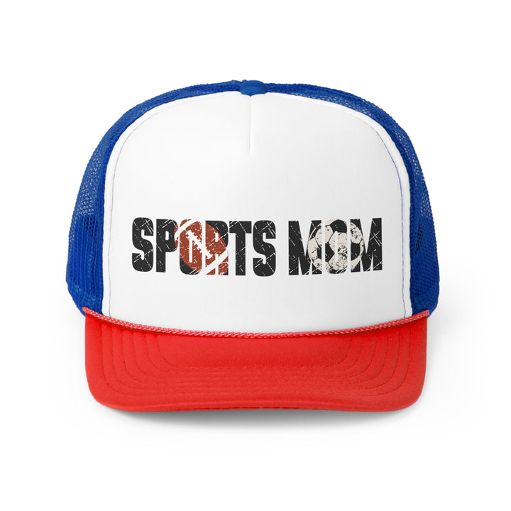 Sports Mom Trucker Hat w/Football & Soccer Ball