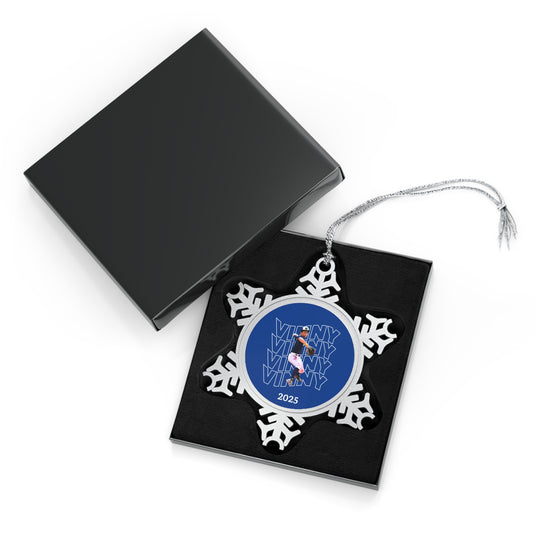 Wavy Design Pewter Snowflake Ornament