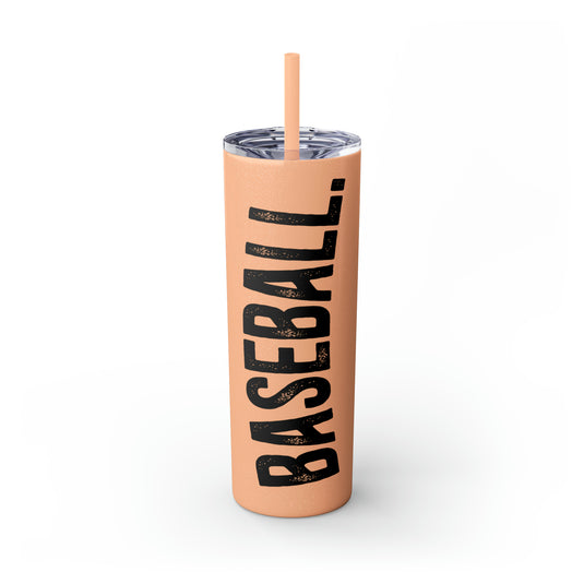 Rustic Design Baseball 20oz Skinny Tumbler with Straw in Matte or Glossy