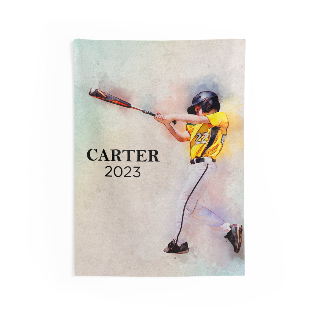 Indoor Wall Tapestry w/Watercolor Effect