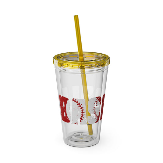 Baseball 16 oz Sunsplash Tumbler with Straw