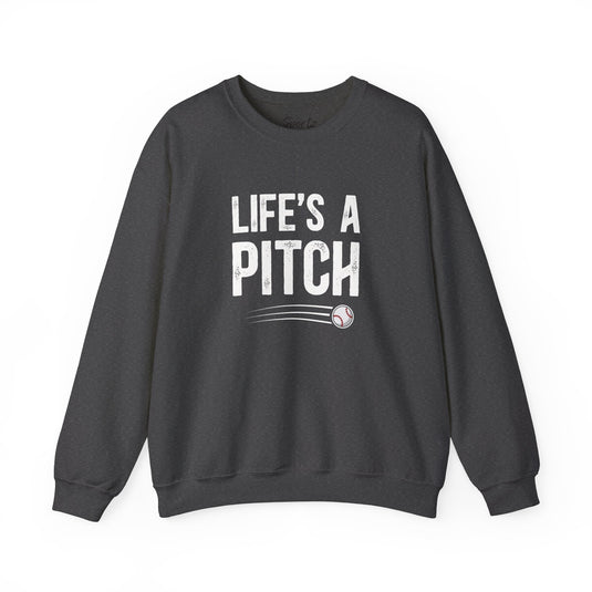 Life's a Pitch Baseball Adult Unisex Basic Crewneck Sweatshirt