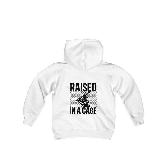 Raised in a Cage Baseball Unisex Youth Hooded Sweatshirt