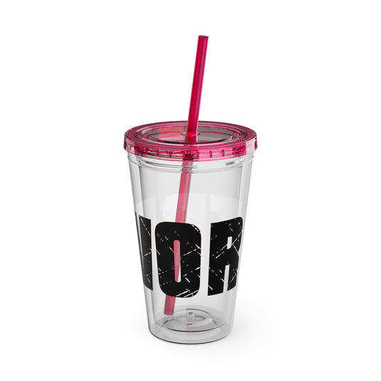 Basketball 16 oz Sunsplash Tumbler with Straw w/Custom Name