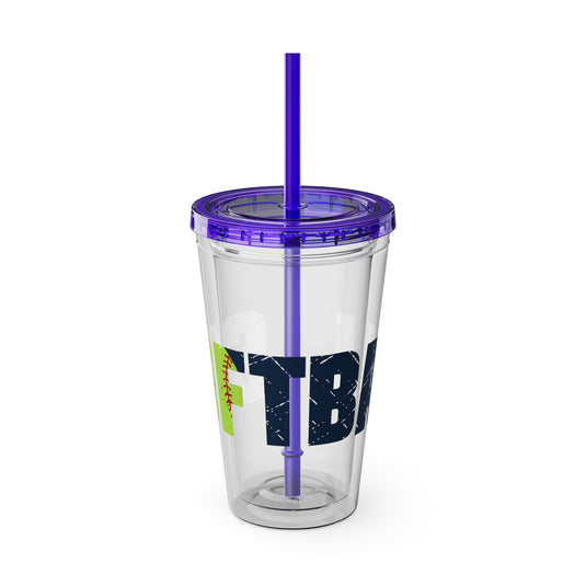 Softball 16 oz Sunsplash Tumbler with Straw