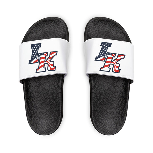 Iron Knights Women's Slide Sandals - Flag Design w/White Background