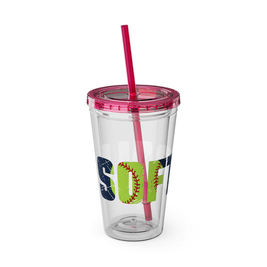 Softball 16 oz Sunsplash Tumbler with Straw