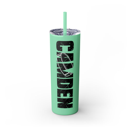 Hockey 20oz Skinny Tumbler with Straw w/Custom Name